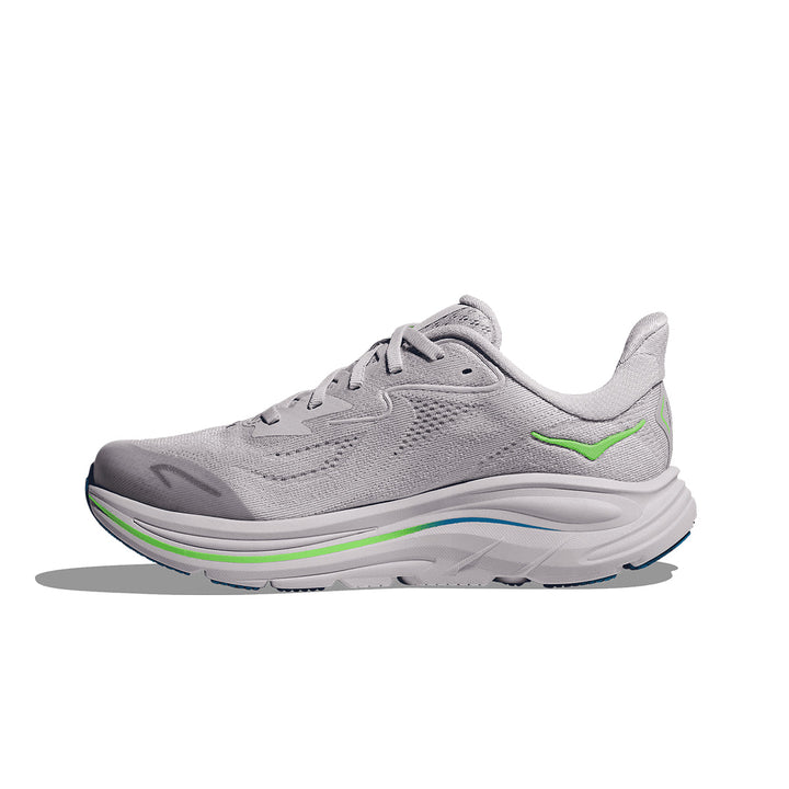 Hoka Clifton 10 Big Kids Junior | Ash Grey / Neon Green