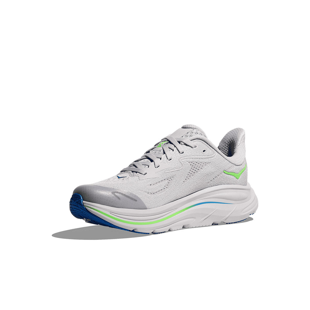 Hoka Clifton 10 Big Kids Junior | Ash Grey / Neon Green