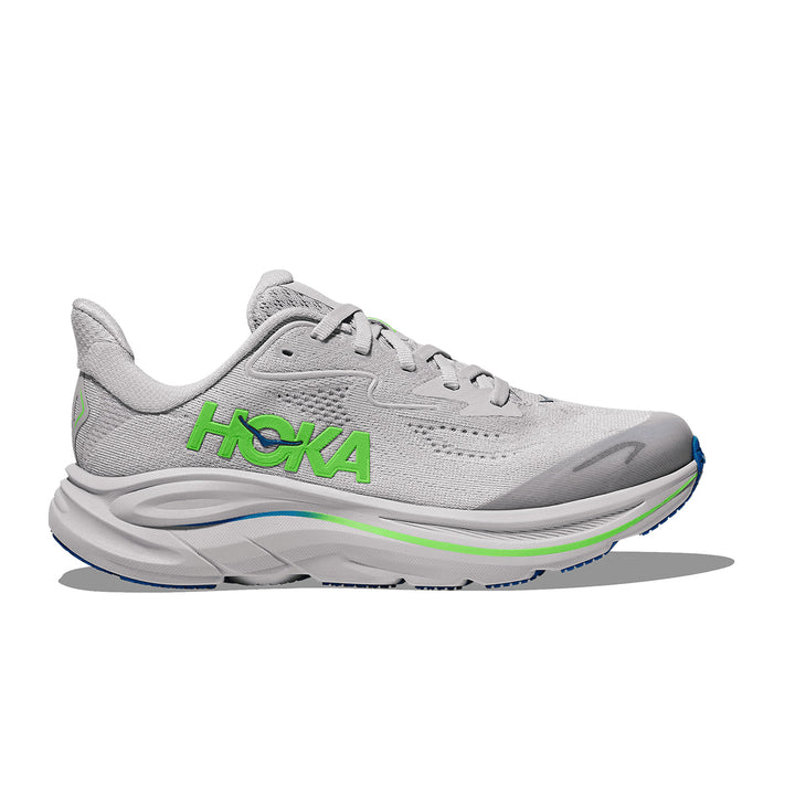Hoka Clifton 10 Big Kids Junior | Ash Grey / Neon Green