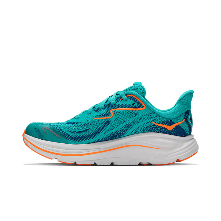 Hoka Clifton 10 Big Kids Junior | Night Glow Blue / Electric Aqua