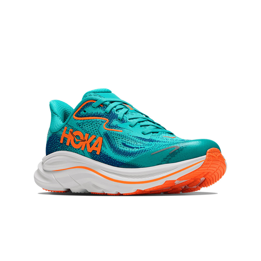 Hoka Clifton 10 Big Kids Junior | Night Glow Blue / Electric Aqua