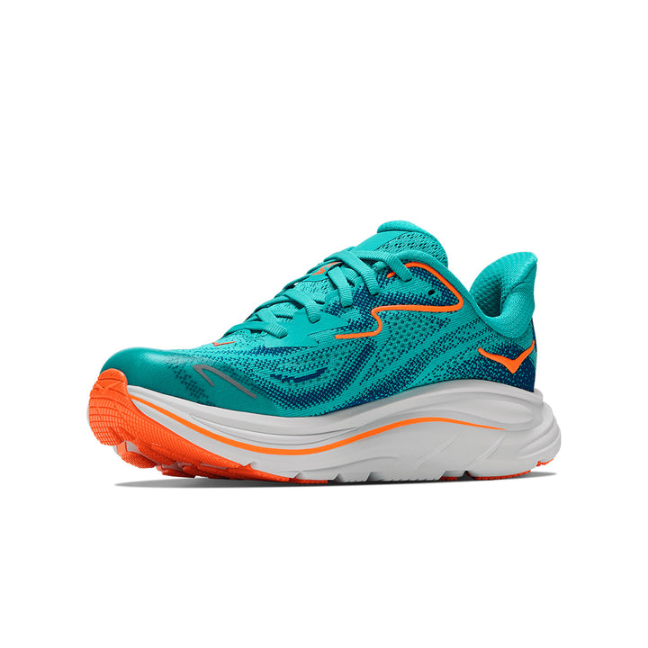Hoka Clifton 10 Big Kids Junior | Night Glow Blue / Electric Aqua