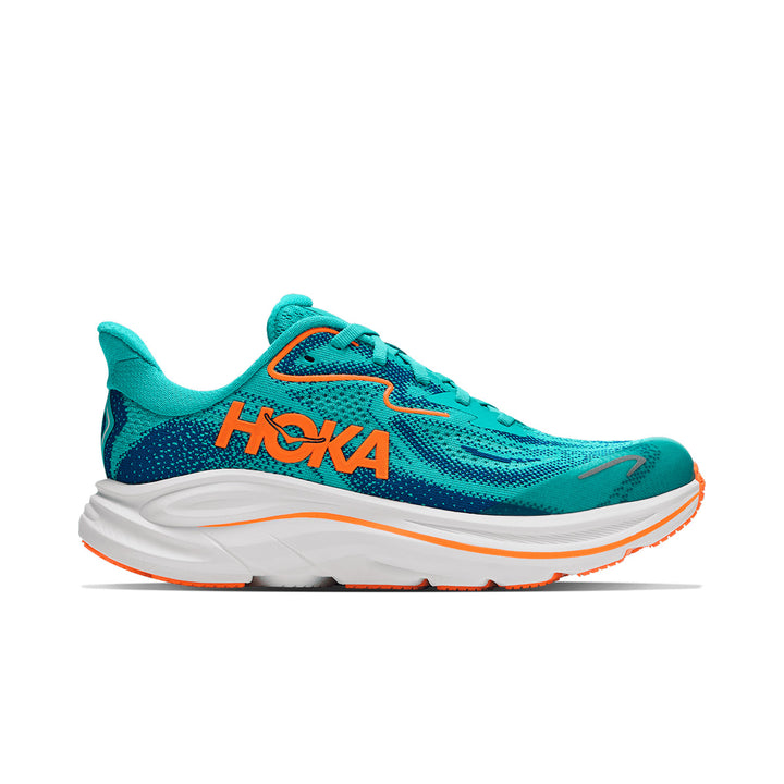 Hoka Clifton 10 Big Kids Junior | Night Glow Blue / Electric Aqua