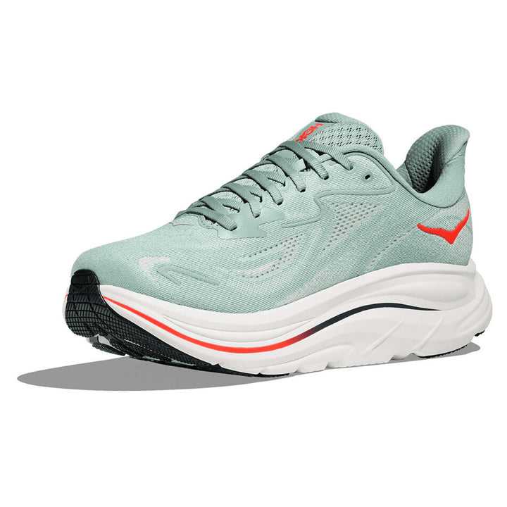 Hoka Clifton 10 Mens | Sage / Neon Flame