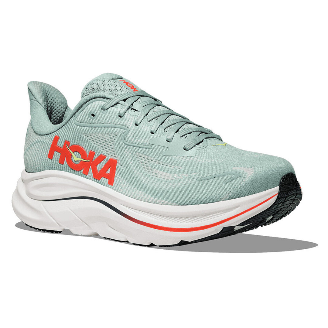 Hoka Clifton 10 Mens | Sage / Neon Flame