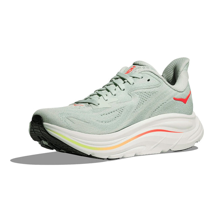 Hoka Clifton 10 Womens | Sea Glass / Neon Flame
