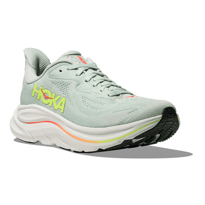 Hoka Clifton 10 Womens | Sea Glass / Neon Flame