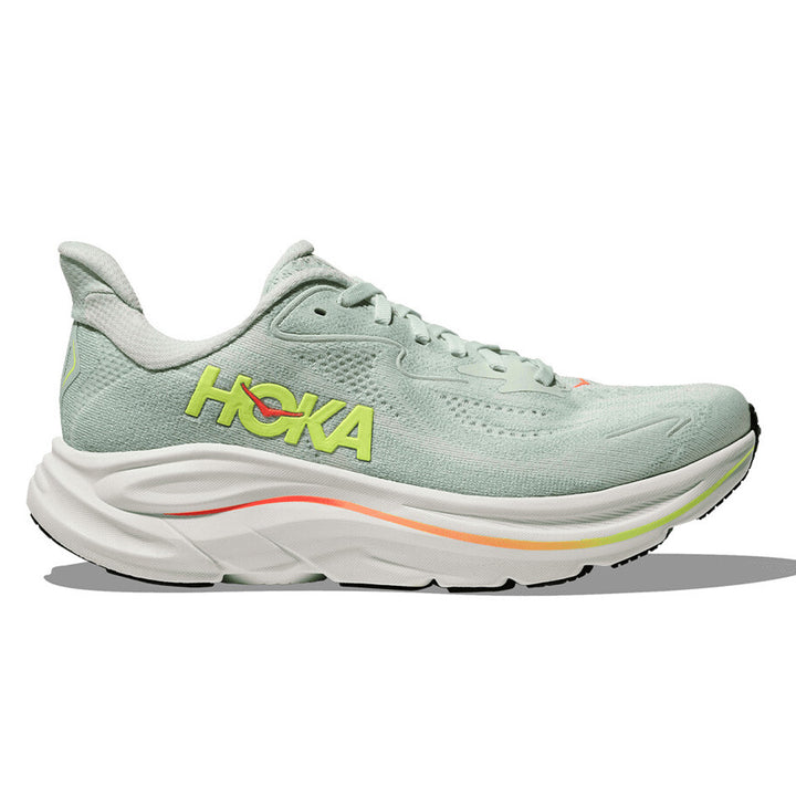 Hoka Clifton 10 Womens | Sea Glass / Neon Flame