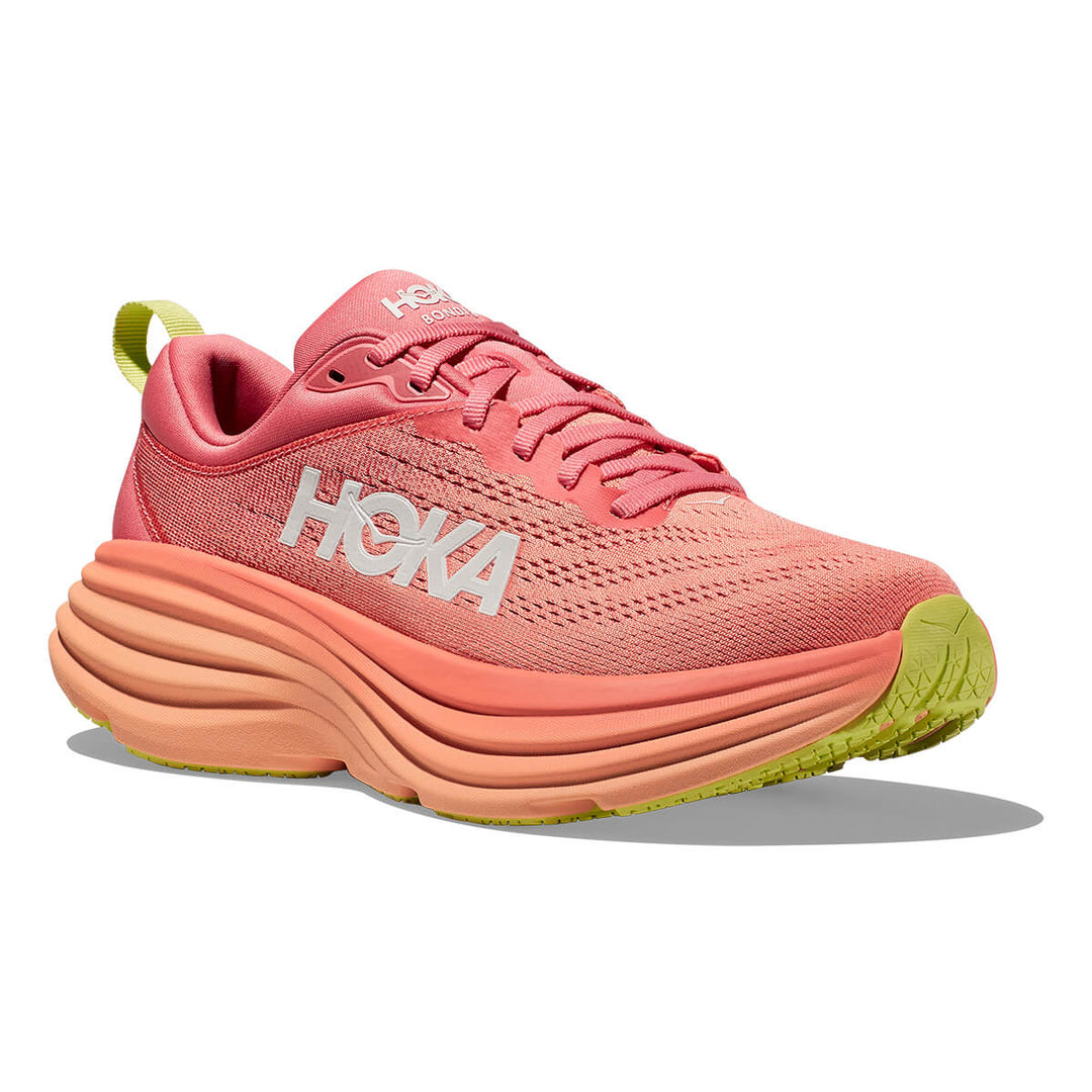 Hoka Bondi 8 Womens Running Shoes | Coral / Papaya toe rocker