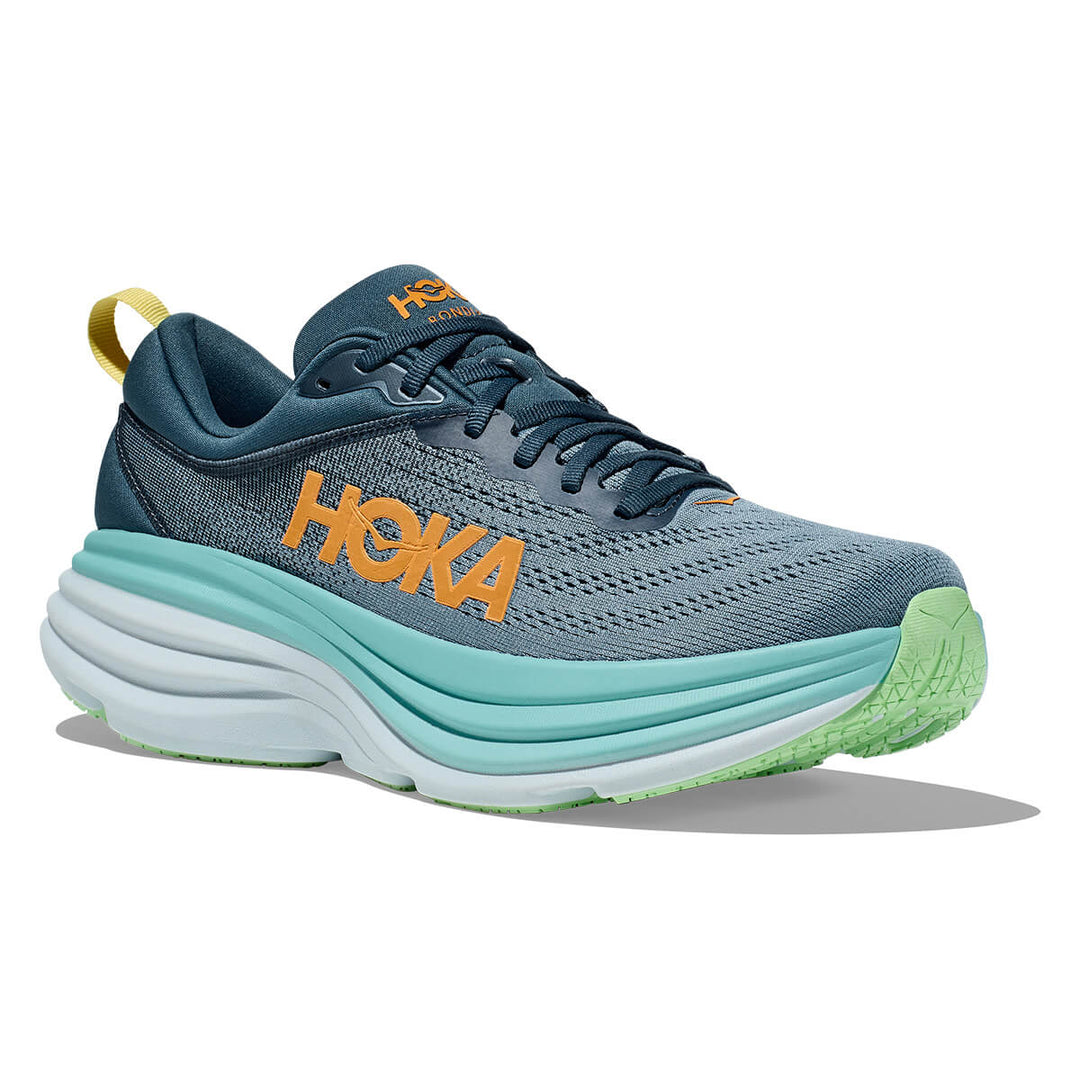 Hoka Bondi 8 Mens Running Shoes | Real Teal / Shadow front rocker