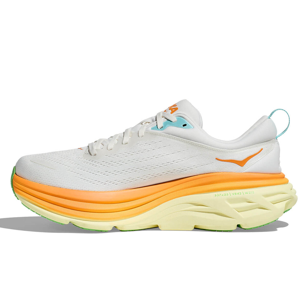 Hoka Bondi 8 Mens Running Shoes | Blanc De Blanc / Solar Flare cushioned