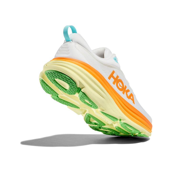 Hoka Bondi 8 Mens Running Shoes | Blanc De Blanc / Solar Flare underside