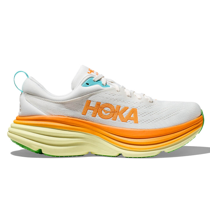 Hoka Bondi 8 Mens Running Shoes | Blanc De Blanc / Solar Flare