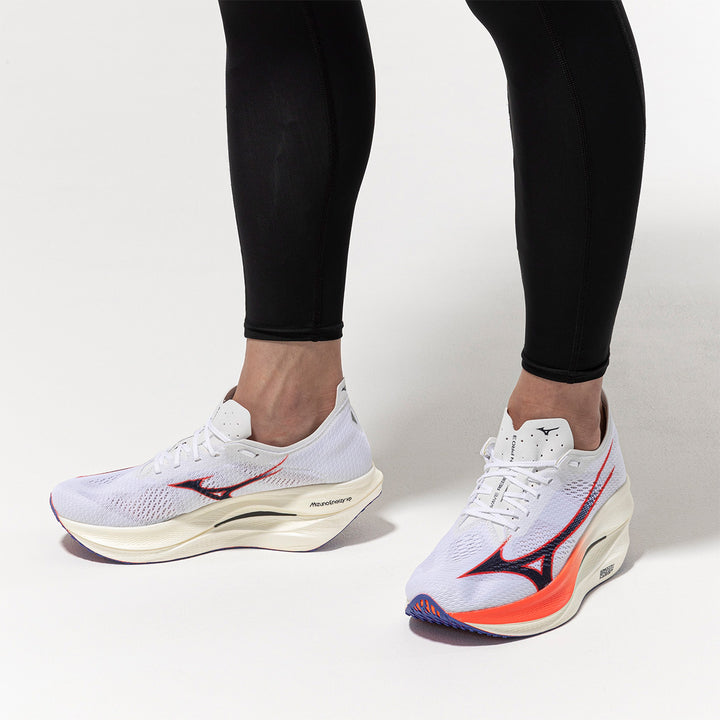 Mizuno Wave Rebellion Pro 3 Unisex | White/baritone Blue/fiery Coral 2
