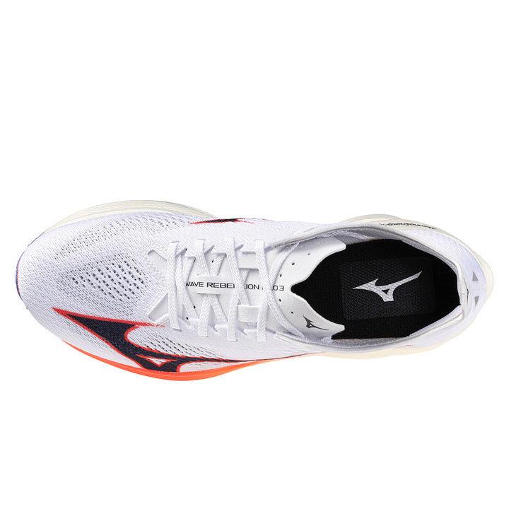 Mizuno Wave Rebellion Pro 3 Unisex | White/baritone Blue/fiery Coral 2