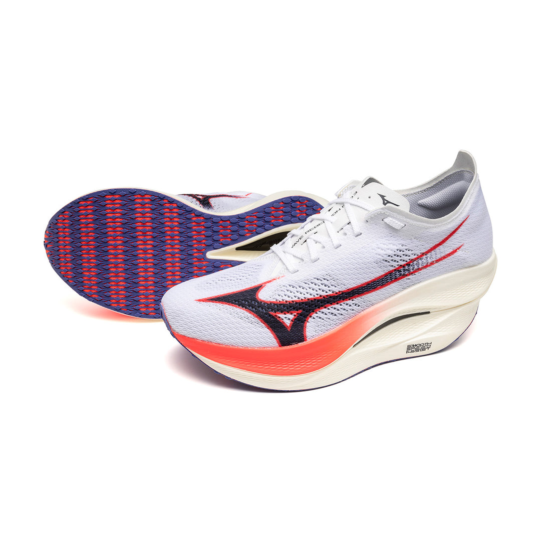 Mizuno Wave Rebellion Pro 3 Unisex | White/baritone Blue/fiery Coral 2