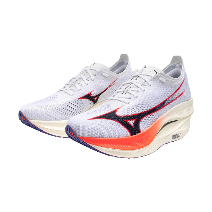 Mizuno Wave Rebellion Pro 3 Unisex | White/baritone Blue/fiery Coral 2