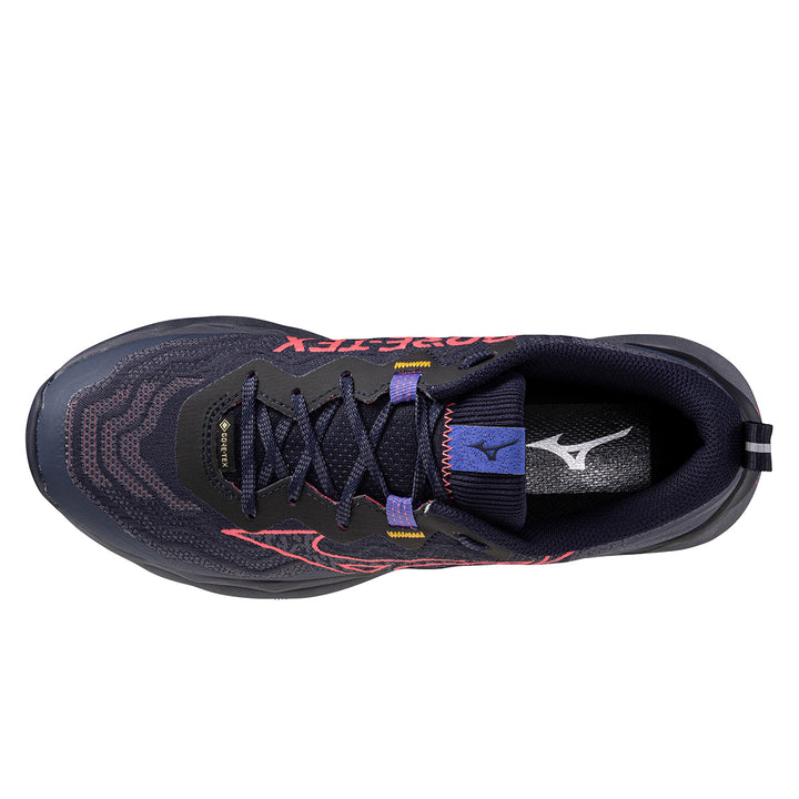 Mizuno Wave Daichi 9 GTX Womens | Baritone Blue/Calypso Coral/Iris Bloom