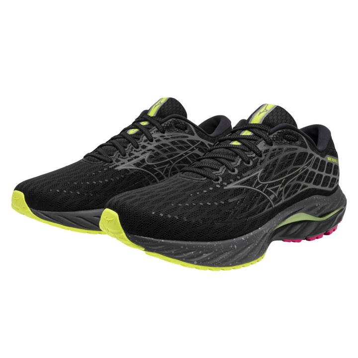 Mizuno Wave Inspire 20 Unisex | Black/silver/sunny Lime pair
