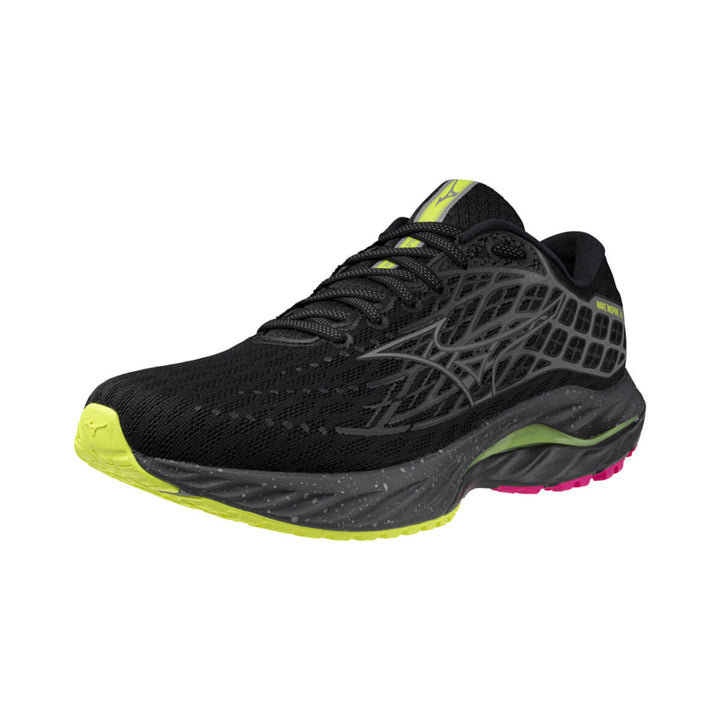 Mizuno Wave Inspire 20 Unisex | Black/silver/sunny Lime running shoes
