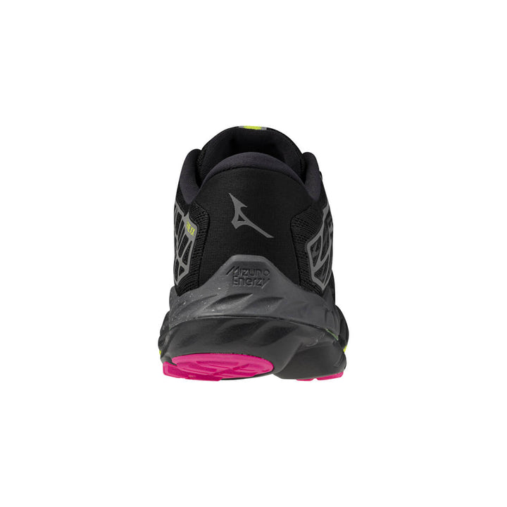 Mizuno Wave Inspire 20 Unisex | Black/silver/sunny Lime back stright