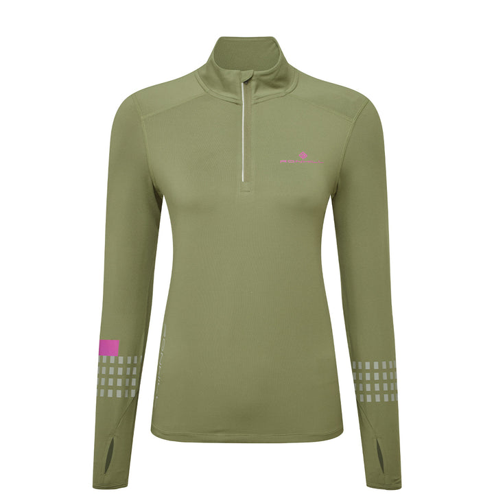 Ronhill Tech Afterhours 1/2 Zip Tee Womens | Wdland/thistle/rflct