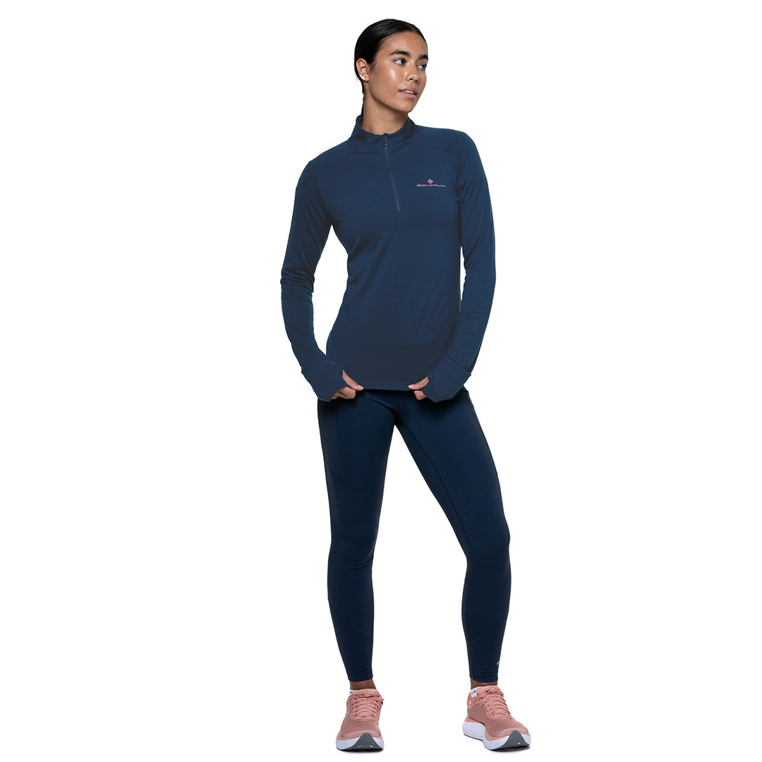 Ronhill Tech Merino 1/2 Zip Womens | Dark Navy/Dusty Tulip