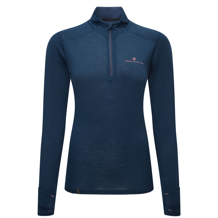Ronhill Tech Merino 1/2 Zip Womens | Dark Navy/Dusty Tulip