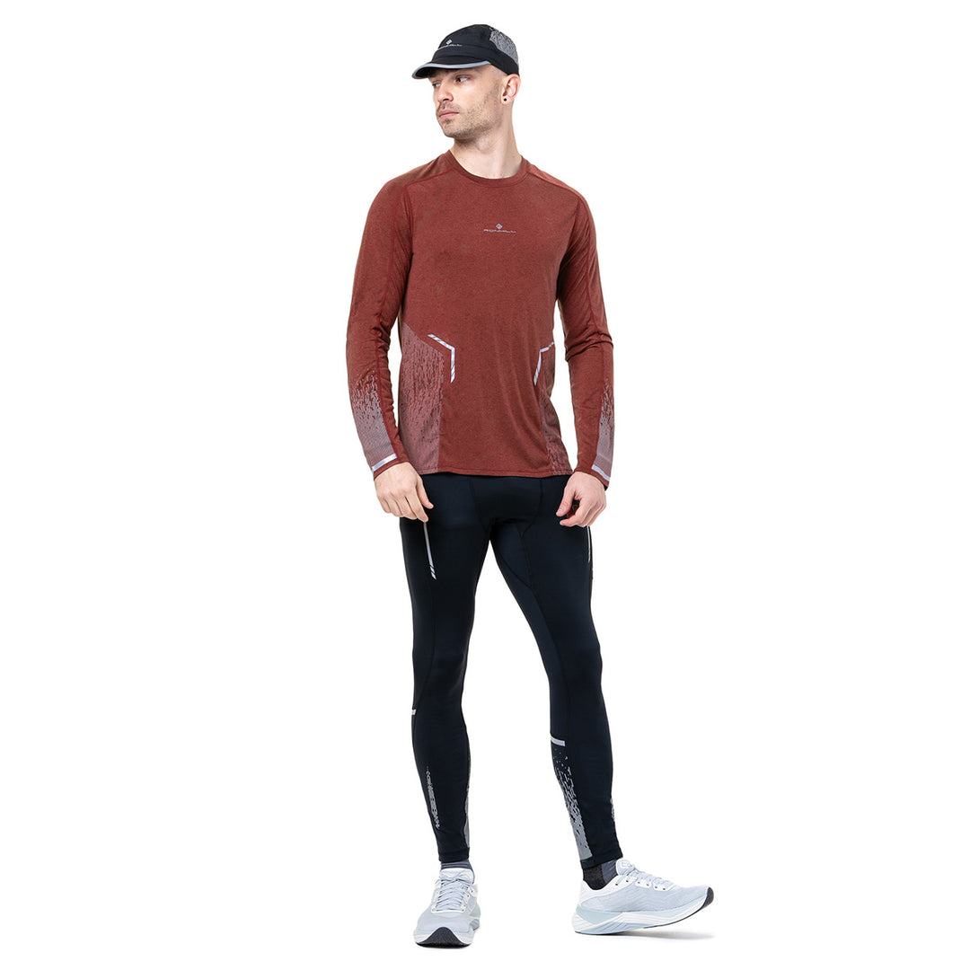 Ronhill Tech Reflect Long Sleeve Tee Mens | Chestnut Marl/Reflect