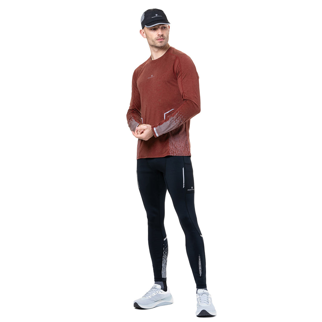 Ronhill Tech Reflect Long Sleeve Tee Mens | Chestnut Marl/Reflect