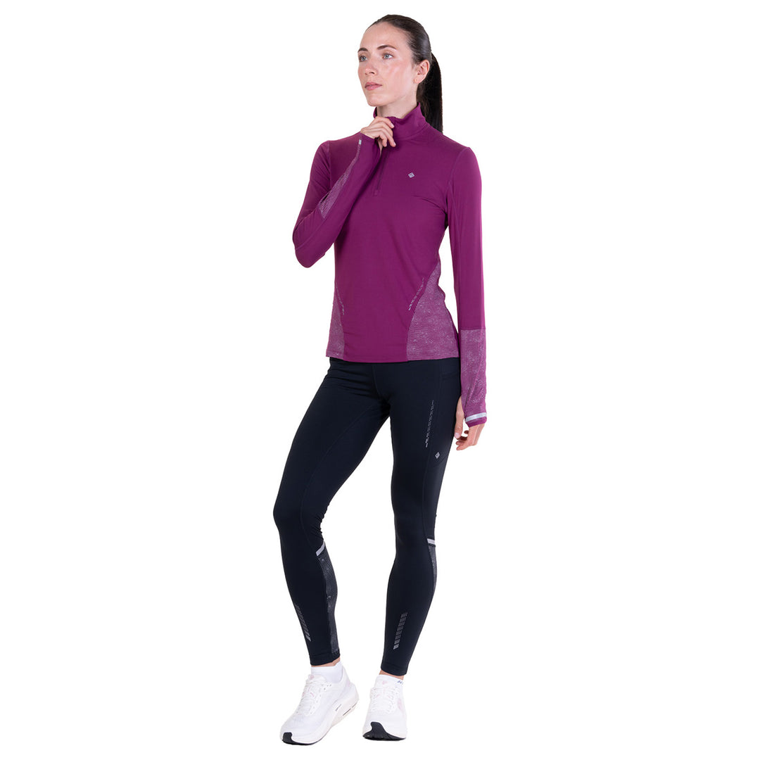 Ronhill Tech Reflect 1/2 Zip Womens | Blackcurrant/reflect