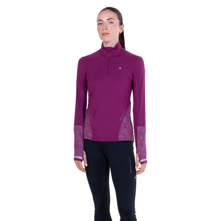 Ronhill Tech Reflect 1/2 Zip Womens | Blackcurrant/reflect