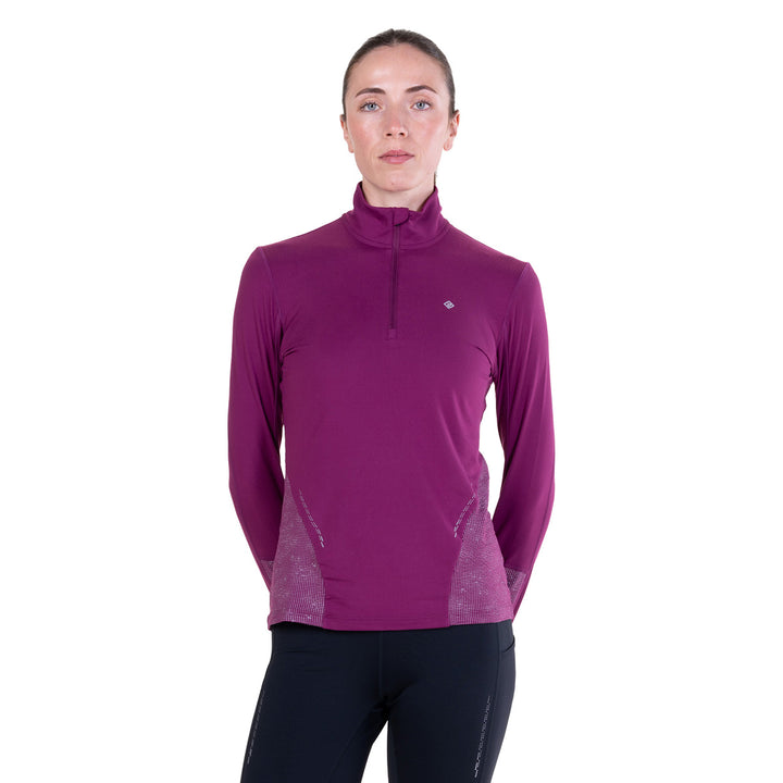 Ronhill Tech Reflect 1/2 Zip Womens | Blackcurrant/reflect