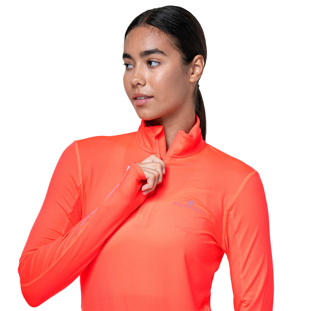 Ronhill Tech Reflect 1/2 Zip Womens | Hot Coral/Reflect