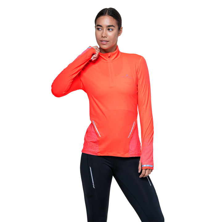 Ronhill Tech Reflect 1/2 Zip Womens | Hot Coral/Reflect