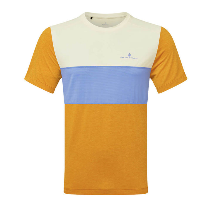 Ronhill Tech Trio Shortsleeve Tee Mens | Spice Marl/lake Blue