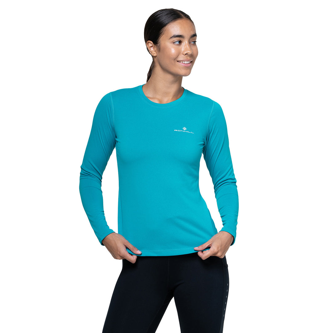 Ronhill Core Longsleeve Tee Womens  | Azure/Bright White