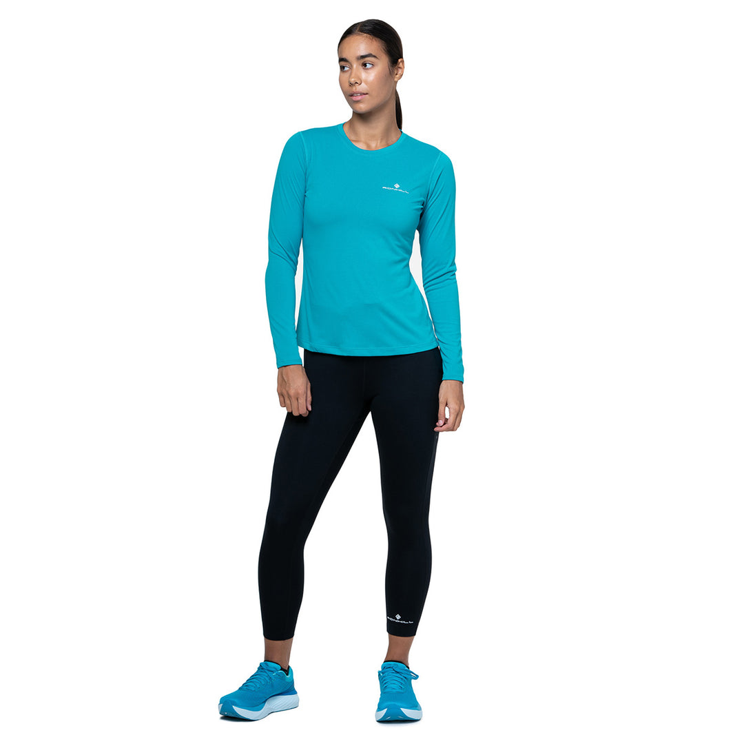 Ronhill Core Longsleeve Tee Womens  | Azure/Bright White