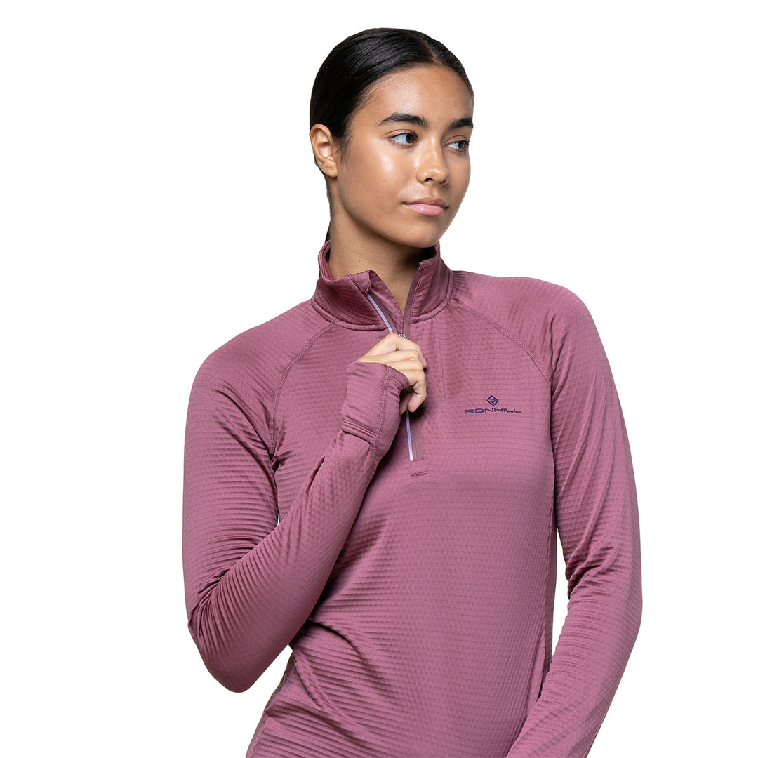 Ronhill Tech Winter 1/2 Zip Womens | Dusty Tulip/Dark Navy