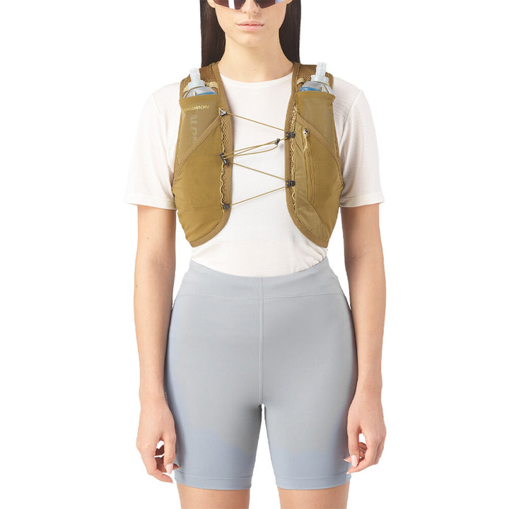 Salomon Active Skin 4 Running Vest (With Flask) | Brilliant Olive/willow
