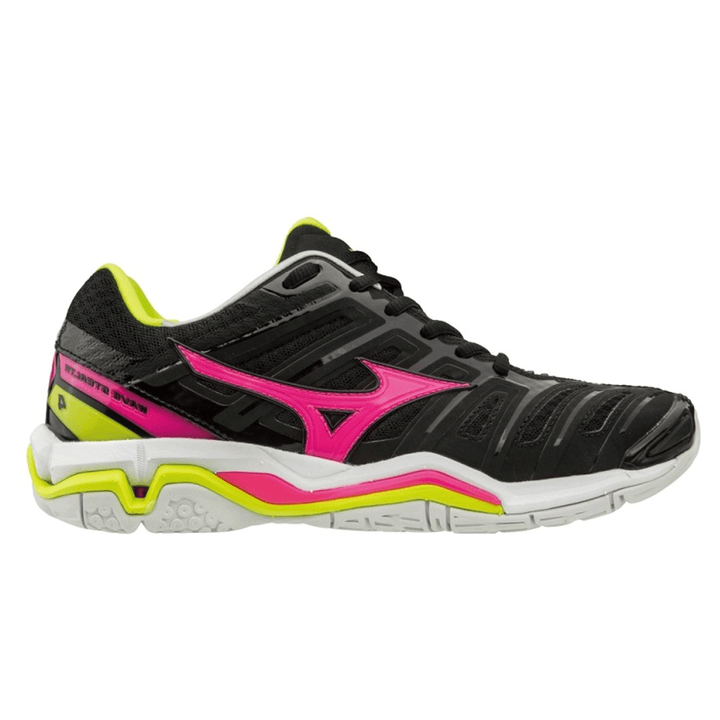 Mizuno Wave Stealth 4 Womens Netball Shoes | Black/pinkglo/syellow