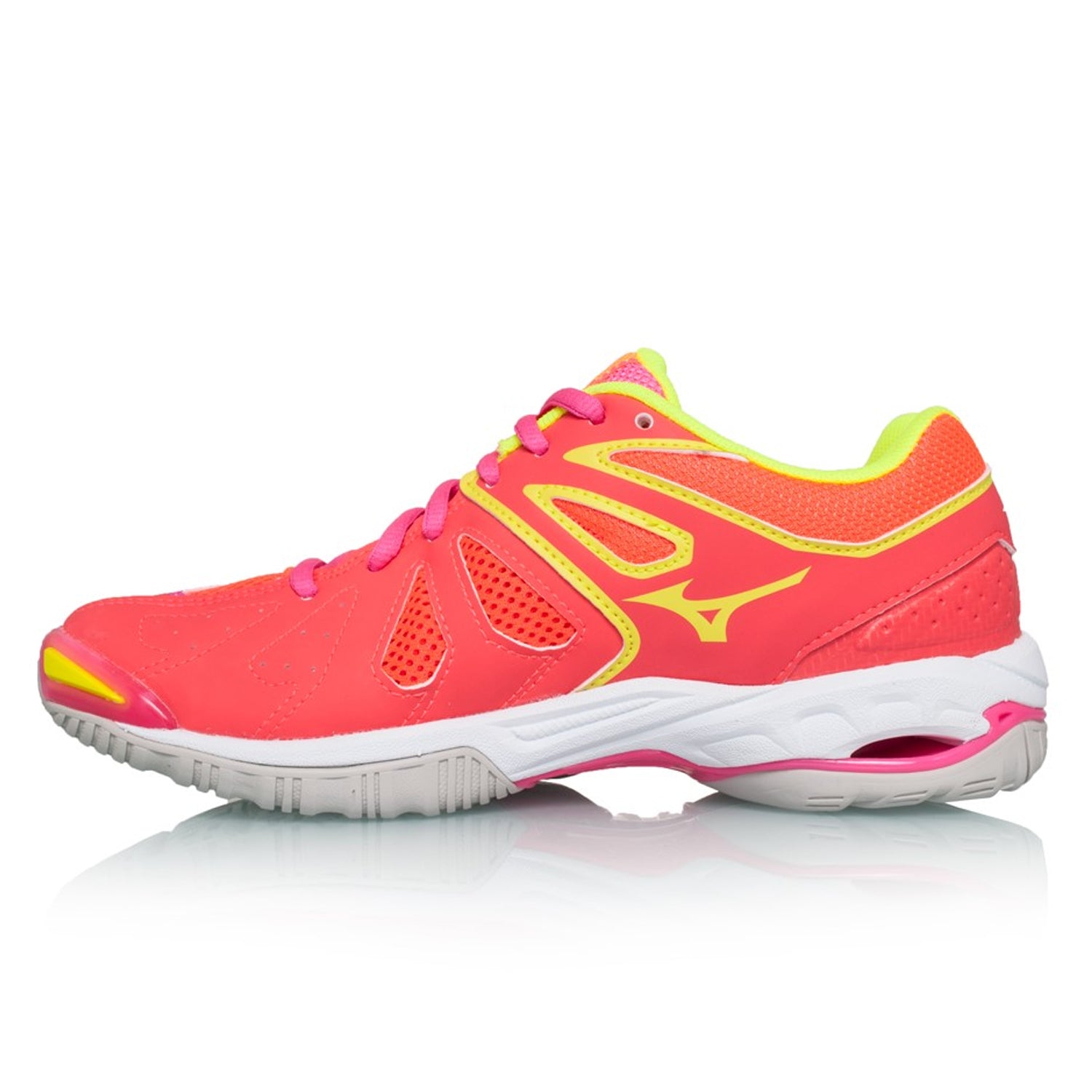 Mizuno Wave Phantom Netball Womens Coral White Pink Alexandra
