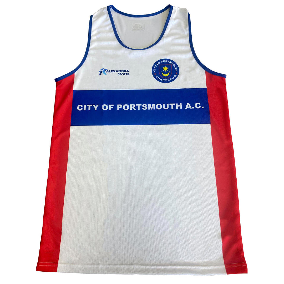 Ronhill Portsmouth Athletic Club Kit Vest Mens | White/Red/Blue